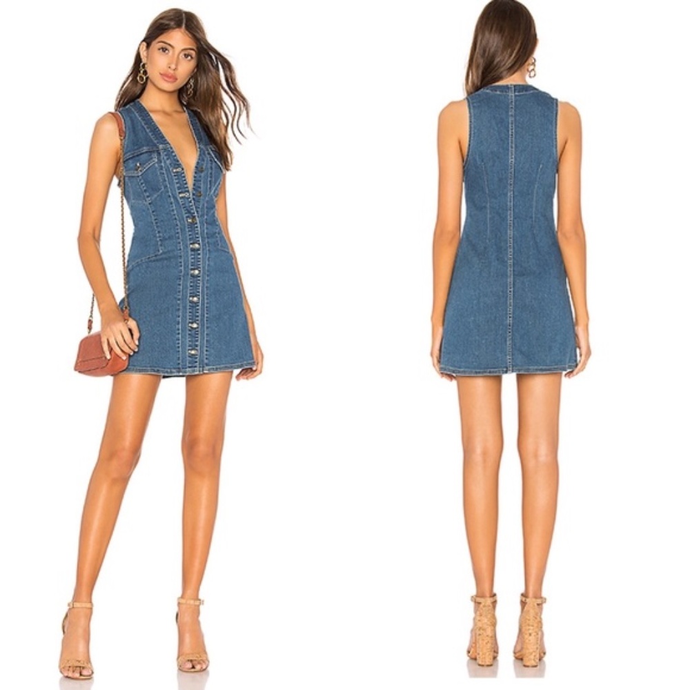 Free People Wandering Star Denim Mini Dress